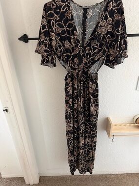 Z Supply Black Maxi Dress with Beige Chain-Print